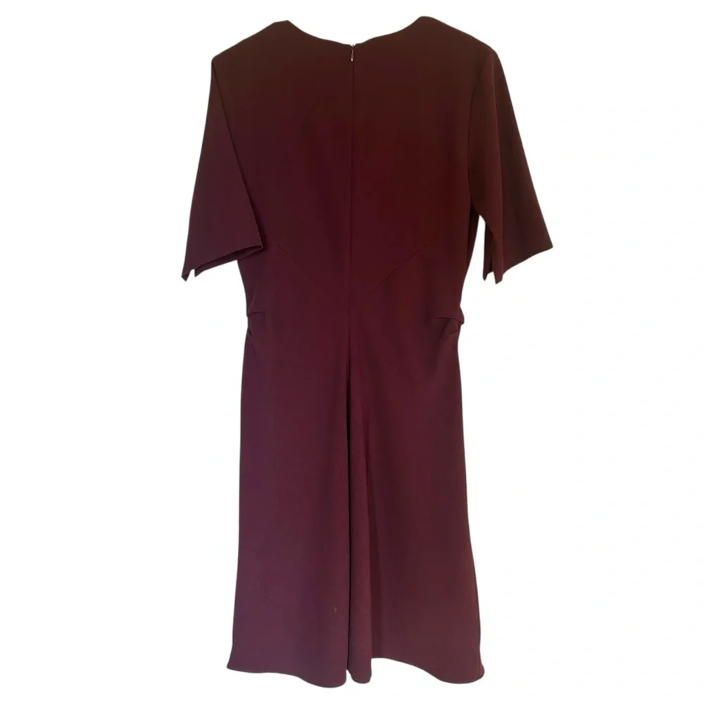 MM Lafleur Burgundy A Line Caroline Midi Dress V-Neck Size 10 Professional - Picture 9 of 14